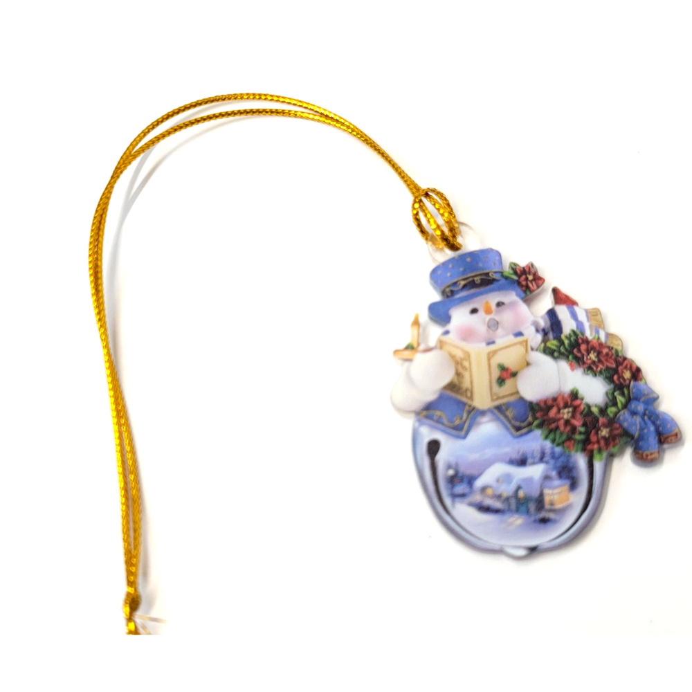 Snowman Bell Christmas Tree Ornament Blue Winter Scene Caroler Holiday‎ New